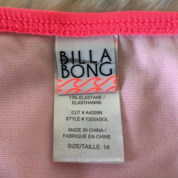 Billabong Coral Pink Fringe Bikini Bottoms Size 14 Swimwear Surf Beach Pool - Picture 2 of 10